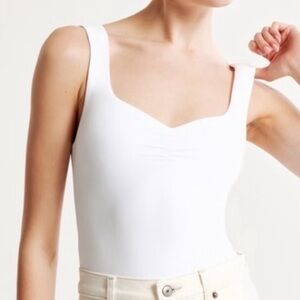 Soft A&F Collection White Sweetheart Sleeveless Bodysuit, Size XS
